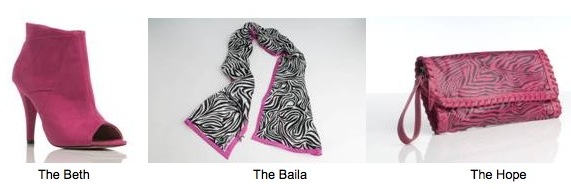 ShoeDazzle Beth booties, Hope clutch, Baila scarf