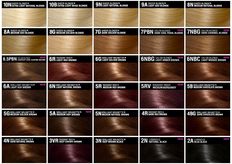 John Freida Color Chart Hair Color Chart Brown Hair Color Chart Clairol Hair Color