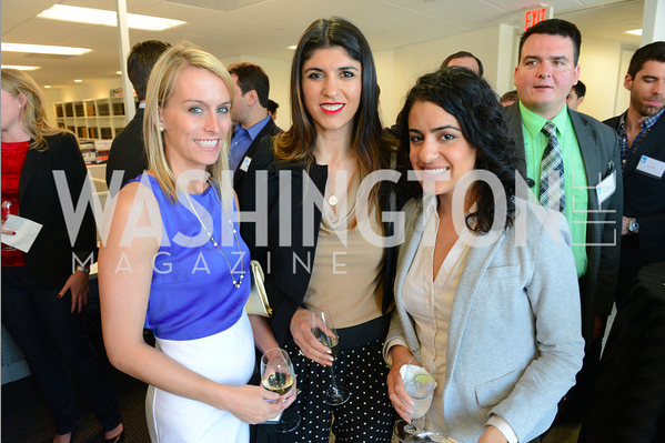 Lara Eurdolian, Amy Harder and Elahe Izadi at the New Republic Office Party