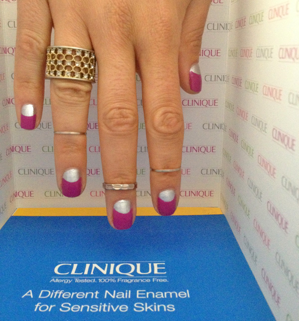 Clinique Nail Enamel Grape Ice Halfmoon manicure