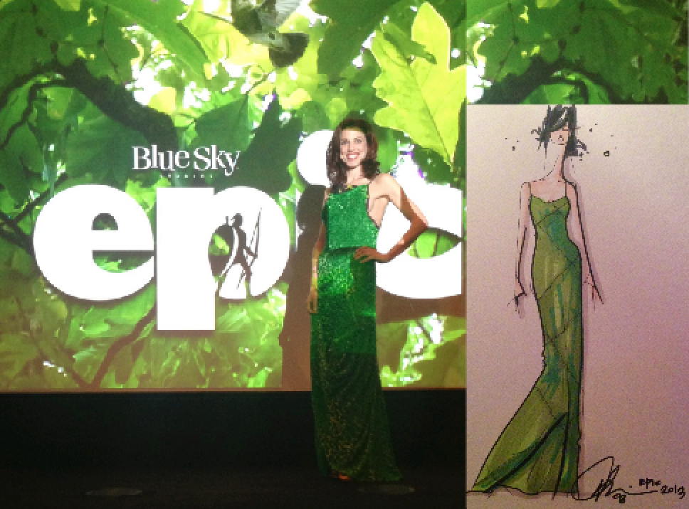 Dress and sketch of designer Chris Benz's dress inspired EPIC’s visual landscape.